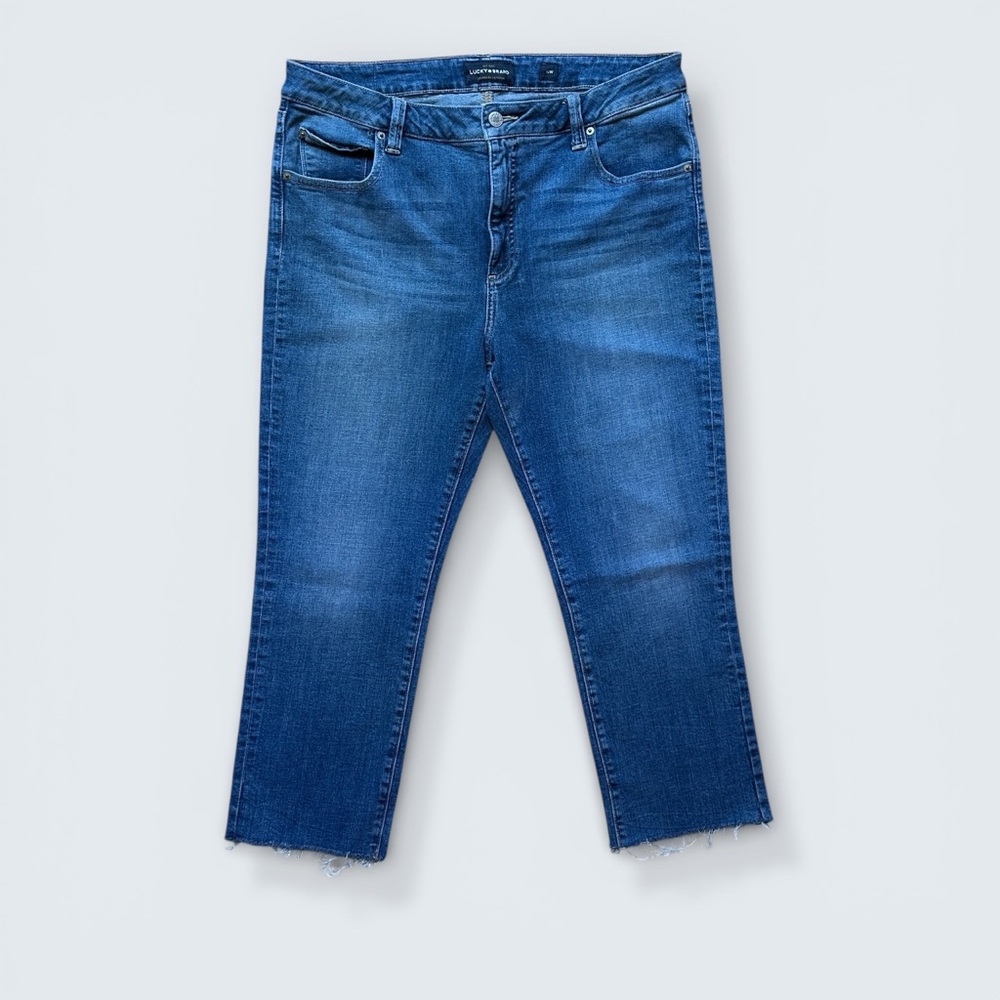 Lucky Brand Emma Crop Jeans Women’s 14W Blue Raw Hem